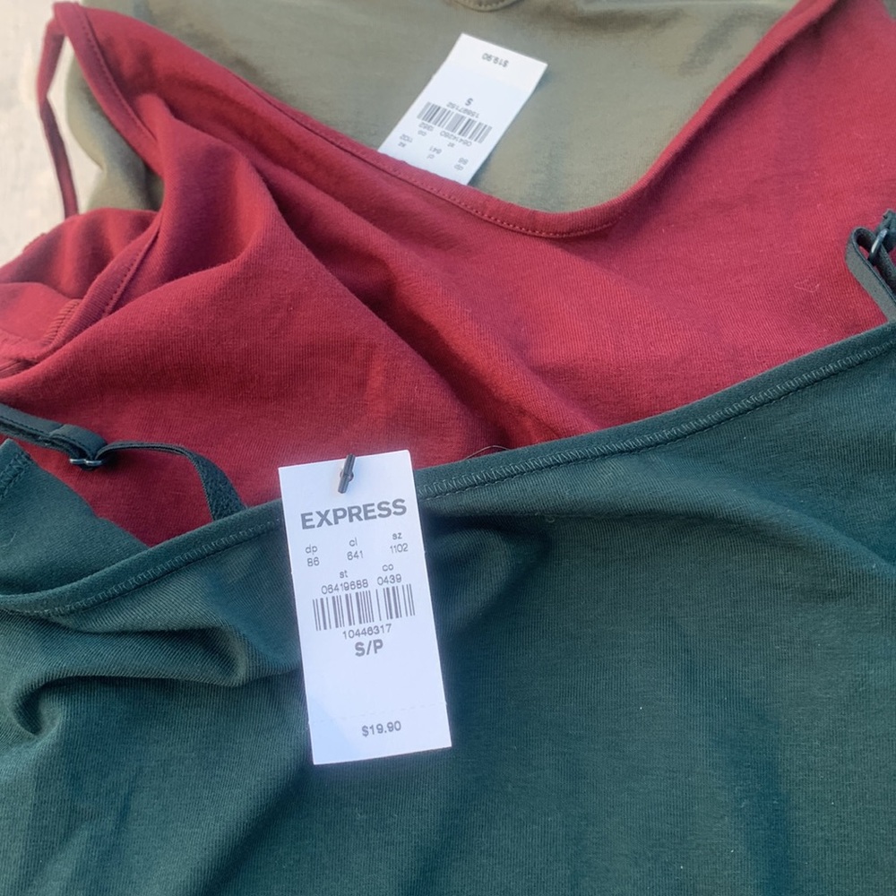 3 NWT Express Best Loved Cami in marron, olive , dk green! All new - Picture 2 of 10